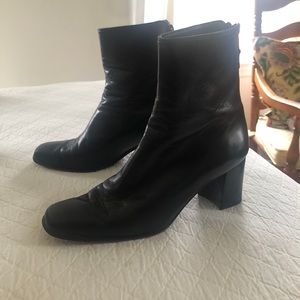 Stuart Weitzman Black Nappa Leather Booties